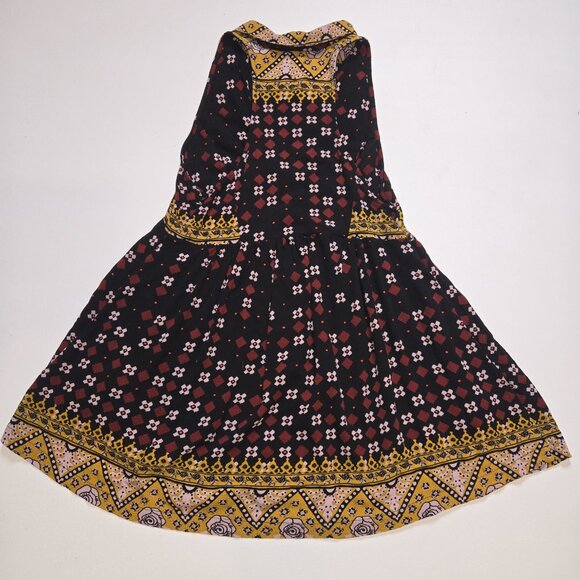 Free People Charlotte Sleeveless Halter Collared Top XS Tunic Flowy Red Gold Bla - Picture 7 of 9